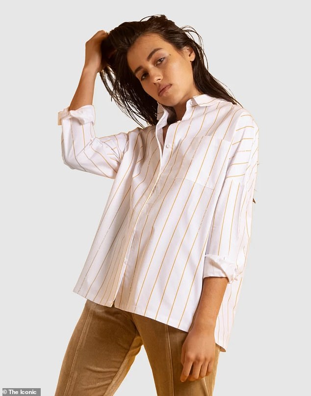On sale for $79 down from $149 on The Iconic, the shirt's description does include the point ''I Only Go To First Base' stripe in bone colour' which went unnoticed by Gina