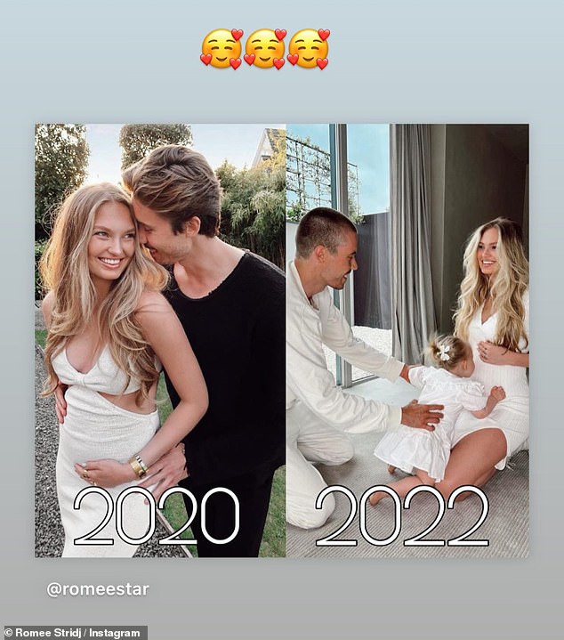 Growing family:  She shared a photo in which she was seen with Laurens and Mint with the caption: 'Soon we will be a family of 4. Can’t wait.'