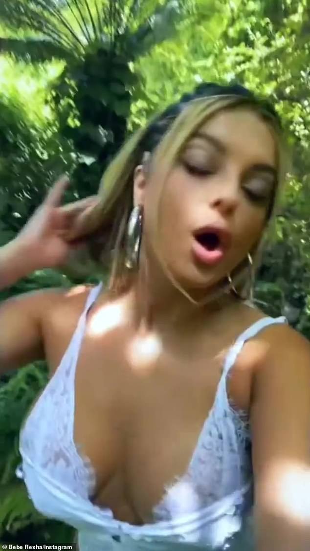 Movin' to the groovin': With each letter of the catchy line, 'G-L-A-M-O-R-O-U-S,' Rexha gyrated her body in rhythm to the beat of thwhile she flashed a seductive stare